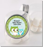 Owl - Look Whooo's Having A Boy - Personalized Baby Shower Candy Jar