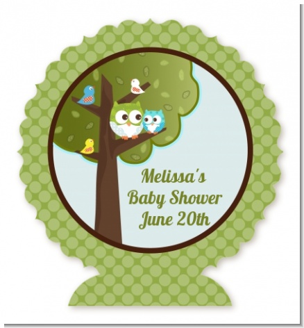 Owl - Look Whooo's Having A Boy - Personalized Baby Shower Centerpiece Stand