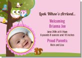 Owl - Look Whooo's Having A Girl - Birth Announcement Photo Card