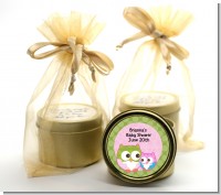 Owl - Look Whooo's Having A Girl - Baby Shower Gold Tin Candle Favors