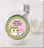 Owl - Look Whooo's Having A Girl - Personalized Baby Shower Candy Jar