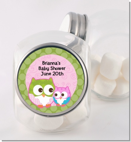 Owl - Look Whooo's Having A Girl - Personalized Baby Shower Candy Jar