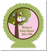 Owl - Look Whooo's Having A Girl - Personalized Baby Shower Centerpiece Stand