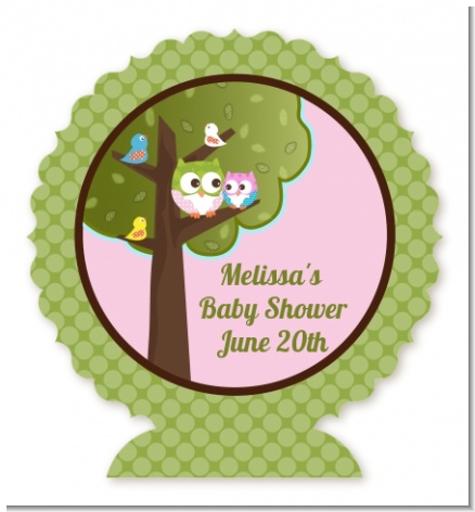 Owl - Look Whooo's Having A Girl - Personalized Baby Shower Centerpiece Stand