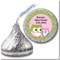 Owl - Look Whooo's Having A Girl - Hershey Kiss Baby Shower Sticker Labels