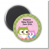Owl - Look Whooo's Having A Girl - Personalized Baby Shower Magnet Favors