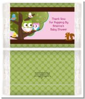 Owl - Look Whooo's Having A Girl - Personalized Popcorn Wrapper Baby Shower Favors