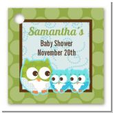 Owl - Look Whooo's Having Twin Boys - Personalized Baby Shower Card Stock Favor Tags