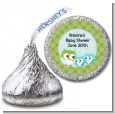 Owl - Look Whooo's Having Twin Boys - Hershey Kiss Baby Shower Sticker Labels thumbnail