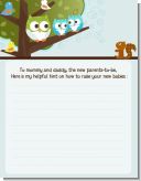 Owl - Look Whooo's Having Twin Boys - Baby Shower Notes of Advice