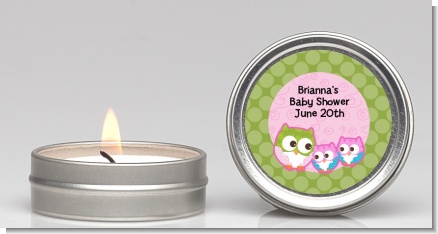Owl - Look Whooo's Having Twin Girls - Baby Shower Candle Favors