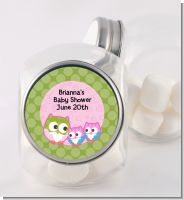 Owl - Look Whooo's Having Twin Girls - Personalized Baby Shower Candy Jar