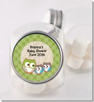 Owl - Look Whooo's Having Twins - Personalized Baby Shower Candy Jar