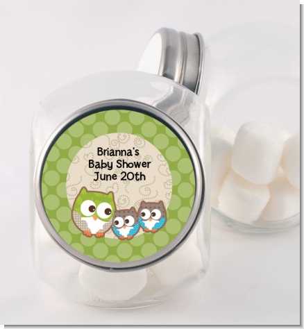 Owl - Look Whooo's Having Twins - Personalized Baby Shower Candy Jar