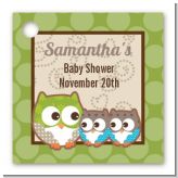 Owl - Look Whooo's Having Twins - Personalized Baby Shower Card Stock Favor Tags