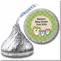 Owl - Look Whooo's Having Twins - Hershey Kiss Baby Shower Sticker Labels