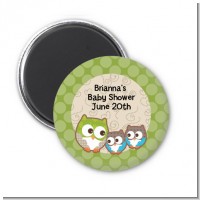 Owl - Look Whooo's Having Twins - Personalized Baby Shower Magnet Favors