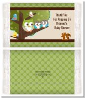Owl - Look Whooo's Having Twins - Personalized Popcorn Wrapper Baby Shower Favors