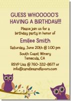 Retro Owl - Birthday Party Invitations