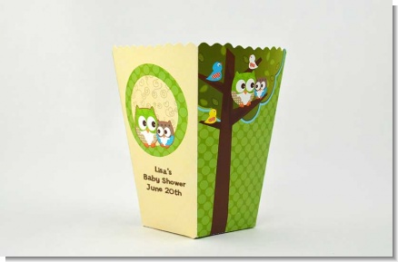 Owl - Look Whooo's Having A Baby - Personalized Baby Shower Popcorn Boxes