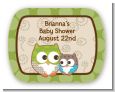 Owl - Look Whooo's Having A Baby - Personalized Baby Shower Rounded Corner Stickers thumbnail