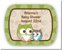 Owl - Look Whooo's Having A Baby - Personalized Baby Shower Rounded Corner Stickers