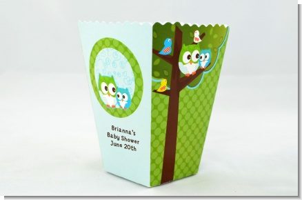 Owl - Look Whooo's Having A Boy - Personalized Baby Shower Popcorn Boxes