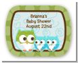 Owl - Look Whooo's Having Twin Boys - Personalized Baby Shower Rounded Corner Stickers thumbnail