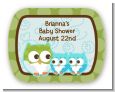 Owl - Look Whooo's Having Twin Boys - Personalized Baby Shower Rounded Corner Stickers thumbnail