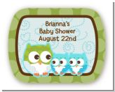 Owl - Look Whooo's Having Twin Boys - Personalized Baby Shower Rounded Corner Stickers