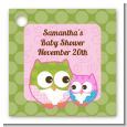 Owl - Look Whooo's Having A Girl - Personalized Baby Shower Card Stock Favor Tags thumbnail