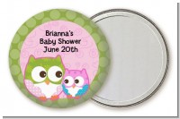 Owl - Look Whooo's Having A Girl - Personalized Baby Shower Pocket Mirror Favors