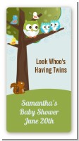 Owl - Look Whooo's Having Twin Boys - Custom Rectangle Baby Shower Sticker/Labels