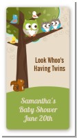 Owl - Look Whooo's Having Twins - Custom Rectangle Baby Shower Sticker/Labels