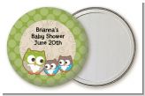 Owl - Look Whooo's Having Twins - Personalized Baby Shower Pocket Mirror Favors