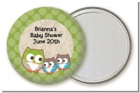 Owl - Look Whooo's Having Twins - Personalized Baby Shower Pocket Mirror Favors