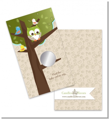 Owl - Look Whooo's Having A Baby - Baby Shower Scratch Off Game Tickets