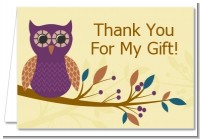 Retro Owl - Birthday Party Thank You Cards