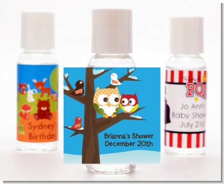 Owl - Winter Theme or Christmas - Personalized Baby Shower Hand Sanitizers Favors
