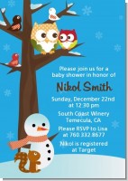 Owl - Winter Theme or Christmas - Baby Shower Invitations