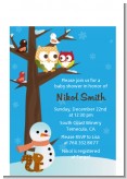 Owl - Winter Theme or Christmas - Baby Shower Petite Invitations