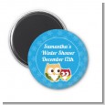 Owl - Winter Theme or Christmas - Personalized Baby Shower Magnet Favors thumbnail