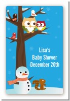 Owl - Winter Theme or Christmas - Custom Large Rectangle Baby Shower Sticker/Labels
