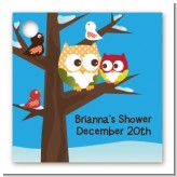 Owl - Winter Theme or Christmas - Personalized Baby Shower Card Stock Favor Tags