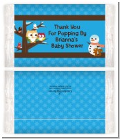 Owl - Winter Theme or Christmas - Personalized Popcorn Wrapper Baby Shower Favors