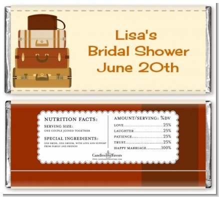 Pack Your Bags Destination - Personalized Bridal Shower Candy Bar Wrappers