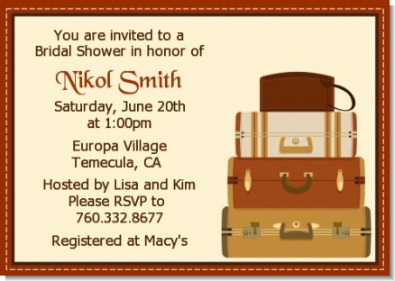 Pack Your Bags Destination - Bridal Shower Invitations