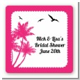 Palm Tree - Square Personalized Bridal Shower Sticker Labels thumbnail