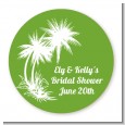 Palm Trees - Round Personalized Bridal Shower Sticker Labels thumbnail