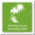 Palm Trees - Square Personalized Bridal Shower Sticker Labels thumbnail